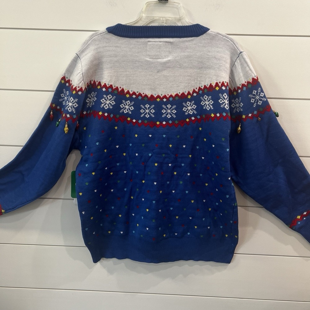NEW Tipsy Elves Women's Christmas Lights Blue Cardigan 1X Sequin Ugly Sweater - Picture 7 of 8